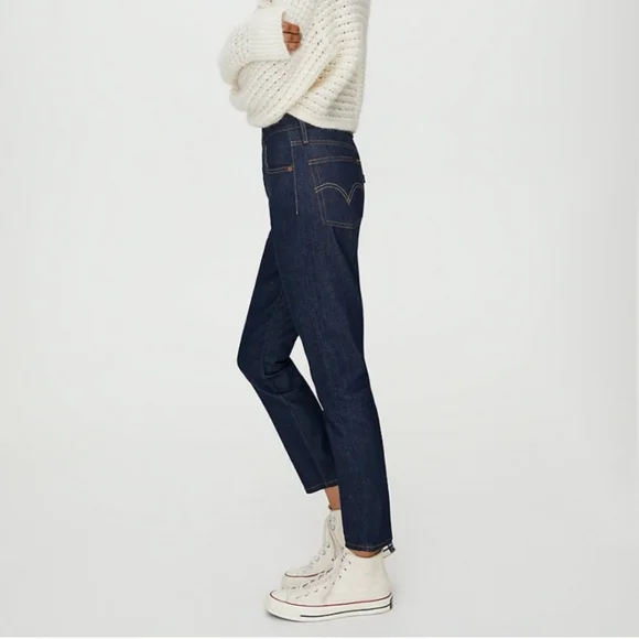 Levi's 501 Dark Wash High Rise Waisted Skinny Jeans - Picture 5 of 8